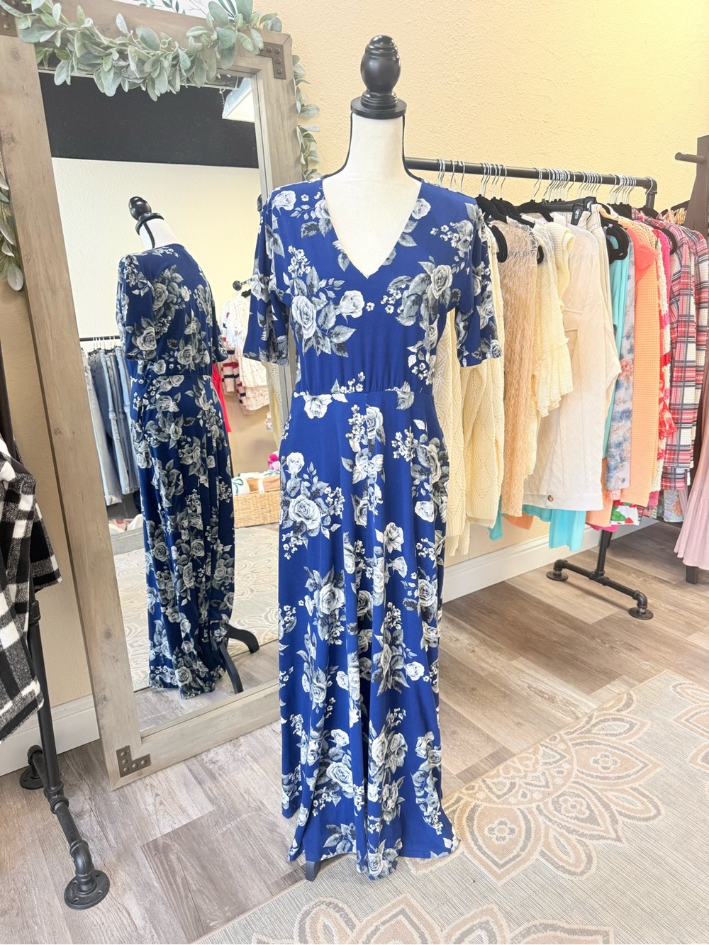 Agnes & Dora Blue Floral Austen Maxi Dress Large Petite